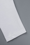 Bianco casual sportivo stampa patchwork o collo manica lunga due pezzi