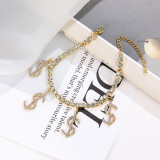 Guld Casual Daily Simplicity Letter Patchwork Rhinestone Anklet