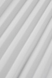 Witte casual effen patchwork-vouw met riem Hoge taille Rechte effen kleurbodems