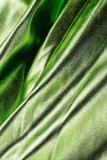 Parte inferior de color sólido convencional de cintura alta regular de patchwork sólido informal verde
