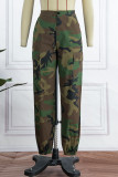 Camouflage Casual Print Camouflage Print Patchwork Hoge taille Rechte volledige print bodems
