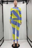 Pink Casual Fluorescent Patchwork Two Piece Suits pencil Long Sleeve