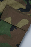 Camouflage Décontracté Imprimé Camouflage Imprimé Patchwork Taille Haute Droite Pleine Impression Bas