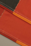 Combinaisons décontracté bohème imprimé patchwork dos nu bretelle spaghetti droite rouge
