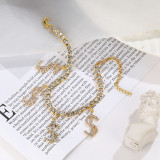 Gold Casual Daily Simplicity Letter Patchwork Rhinestone Anklet