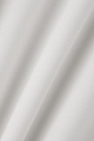 Белые элегантные прямые комбинезоны с оборками и круглым вырезом из однотонной ткани в стиле пэчворк