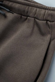 Темно-синяя повседневная спортивная одежда Твердые пэчворк Молния Воротник с капюшоном Длинный рукав Из двух частей