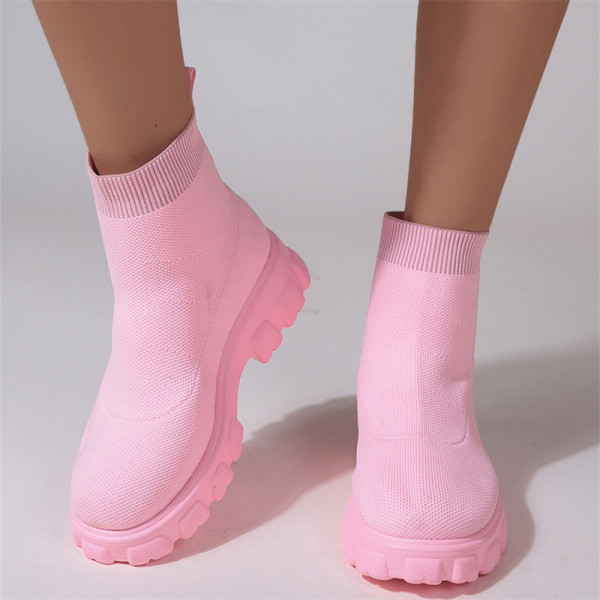 rosa casual diario patchwork color sólido redondo mantener caliente zapatos cómodos