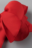 Lila Elegant Solid Patchwork Applikationer V-hals Aftonklänning Klänningar