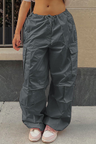 Серые однотонные однотонные брюки Harlan со средней посадкой и завязками в стиле пэчворк Street Street