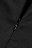 Черные сексуальные сплошные повязки с выдолбленными лоскутными прямыми платьями с открытой спиной и разрезом