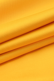 Gelbe lässige Straßenlippen bedruckte Patchwork-Oberteile mit O-Ausschnitt