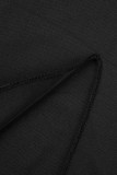 Bandage solide sexy noir évidé robes droites fendues dos nu patchwork