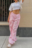 Однотонные однотонные штаны Harlan со средней посадкой и завязками Harlan со средней посадкой Pink Street в стиле пэчворк