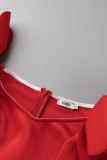 Lila Elegant Solid Patchwork Applikationer V-hals Aftonklänning Klänningar