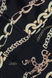 Черное золото Повседневный принт Пуговицы в стиле пэчворк Отложной воротник Верхняя одежда