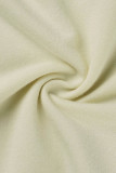 Colarinho com capuz verde casual estampa carta patchwork manga longa duas peças