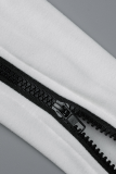 Dunkelbraune Street Solid Patchwork Zipper Collar Langarm Zweiteiler