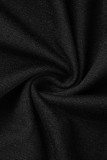 Zwart Casual Solid patchwork met strik V-hals Lange mouw Tweedelige stukken