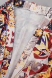 Vêtement d'extérieur multicolore Casual Print Patchwork Cardigan