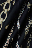 Botões de patchwork com estampa casual ouro preto agasalhos com gola virada para trás