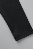 黒のセクシーな固体包帯中空アウト パッチワーク バックレス スリット ストレート ドレス