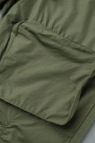 Grüne Casual Street Solid Patchwork Pocket Fold Straight High Waist Gerade einfarbige Unterteile