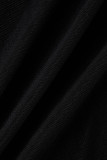 Zwarte sexy effen uitgeholde patchwork asymmetrische skinny jumpsuits met V-hals