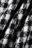 Zwarte casual print patchwork knopen turn-back kraag bovenkleding