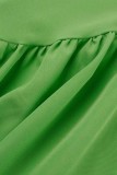 Faldas informales de retazos sólidos asimétricos regulares de cintura alta verde