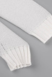 Preto e branco casual patchwork básico decote O manga comprida duas peças