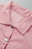 Capispalla rosa casual con collo alto in cardigan patchwork tinta unita