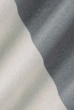 Vêtements d'extérieur décontractés à imprimé patchwork à col rond gris blanc