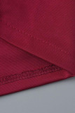 Vestidos de saia de um passo vermelho casual patchwork sólido miçangas