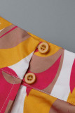 Rode casual tops met patchwork-hals en coltrui
