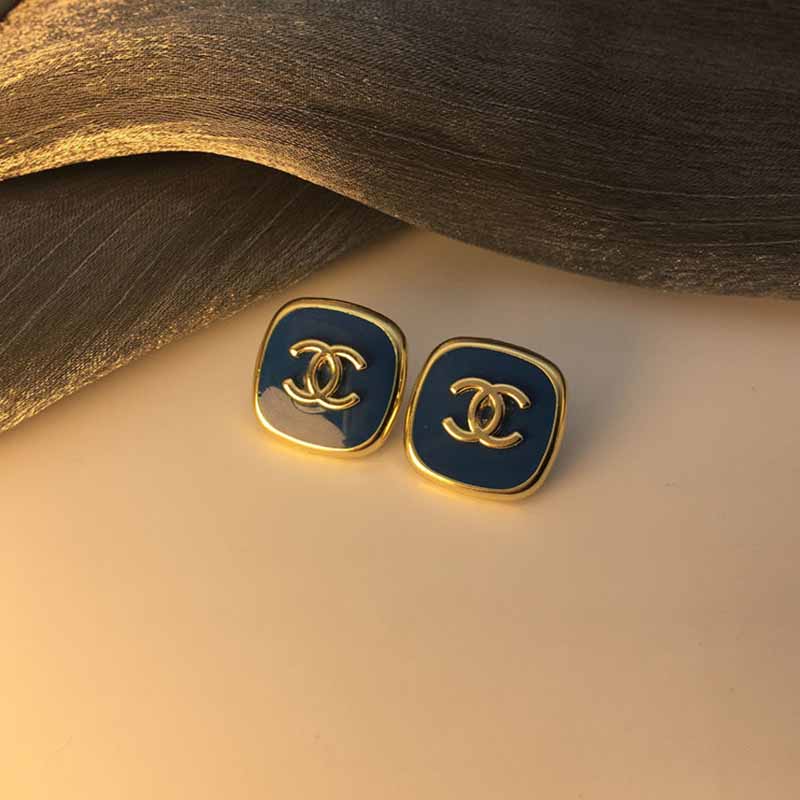 

Dark Blue Simplicity Letter Patchwork Earrings