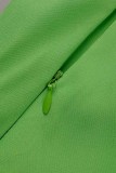 Groene casual effen patchwork asymmetrische normale hoge taille rokken