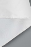 White Casual Solid Patchwork Asymmetrical Regular High Waist Skirt