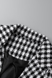 Черный повседневный принт Пуговицы в стиле пэчворк Воротник с отложным воротником Верхняя одежда