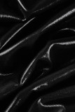 Черное сексуальное однотонное платье в стиле пэчворк с открытой спиной и косым воротником без рукавов