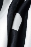 Schwarze Patchwork-Strickjacke mit Stehkragen und lässigem Print