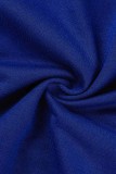 Due pezzi manica lunga colletto con cappuccio patchwork stampa casual blu