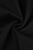 Due pezzi manica lunga O collo con frenulo patchwork stampa casual nera