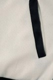 Серо-белая повседневная верхняя одежда с круглым вырезом в стиле пэчворк с принтом