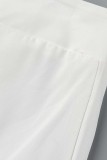 White Casual Solid Patchwork Asymmetrical Regular High Waist Skirt