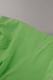 Зеленые повседневные однотонные лоскутные асимметричные юбки с высокой талией стандартной длины