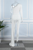 Ljusgrön Casual Solid Patchwork Asymmetrisk Skinny Jumpsuits med sned krage