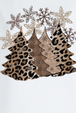 Grijze straat vintage kerstboom bedrukte patchwork O-hals tops