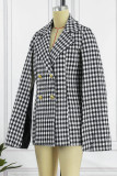 Prendas de abrigo con cuello vuelto y botones de patchwork con estampado casual negro