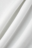 Weiß Casual Print Patchwork O-Ausschnitt Langarm Kleider in Übergröße